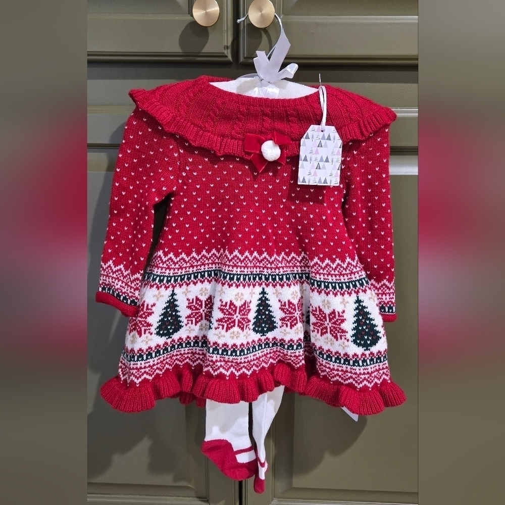 NWT Tahari Baby Christmas dress and tights
